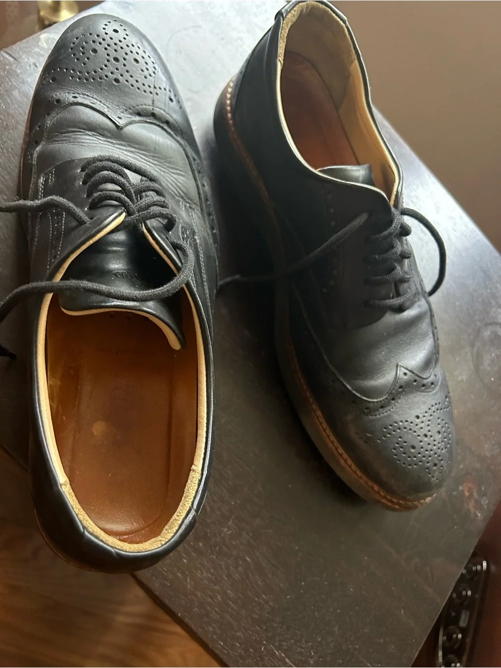 Men's Black Wingtip Derby Shoes - Classic Leather Oxford Style
